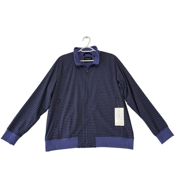 Athleta Brooklyn Bomber Jacket Size XL NWT Purple Geometric Mesh Lined Casual - Picture 1 of 11
